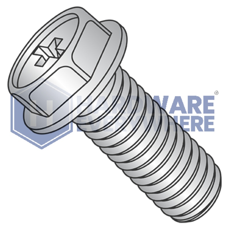 1/4-20 x 5/8 MACHINE SCREWS / Phillips / Hex Washer Head / 18-8 Stainless / Plain