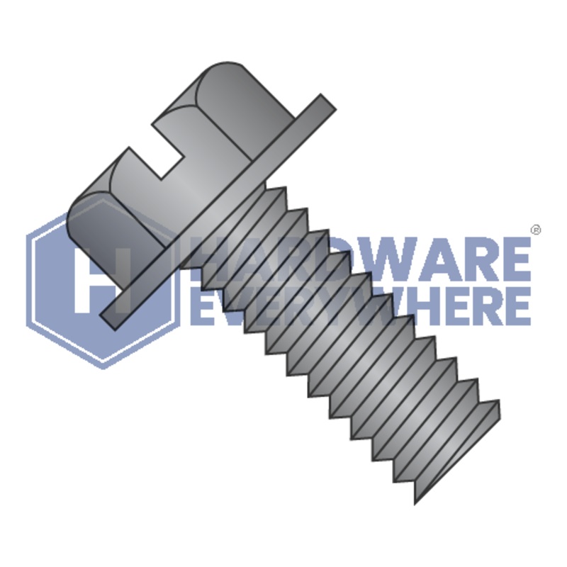 8-32 x 1/4 MACHINE SCREWS / Slotted / Hex Washer Head / Steel / Black Oxide
