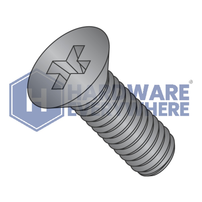 8-32 x 5/8 MACHINE SCREWS / Phillips / Flat Head / Steel / Black Zinc