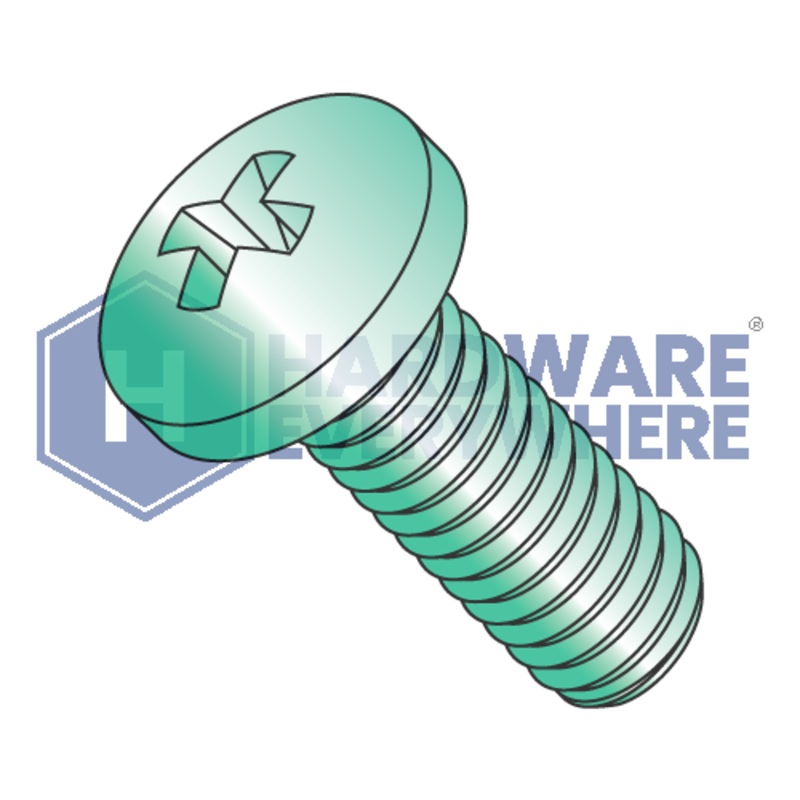 8-32 x 1/4 MACHINE SCREWS / Phillips / Pan Head / Steel / Green Zinc