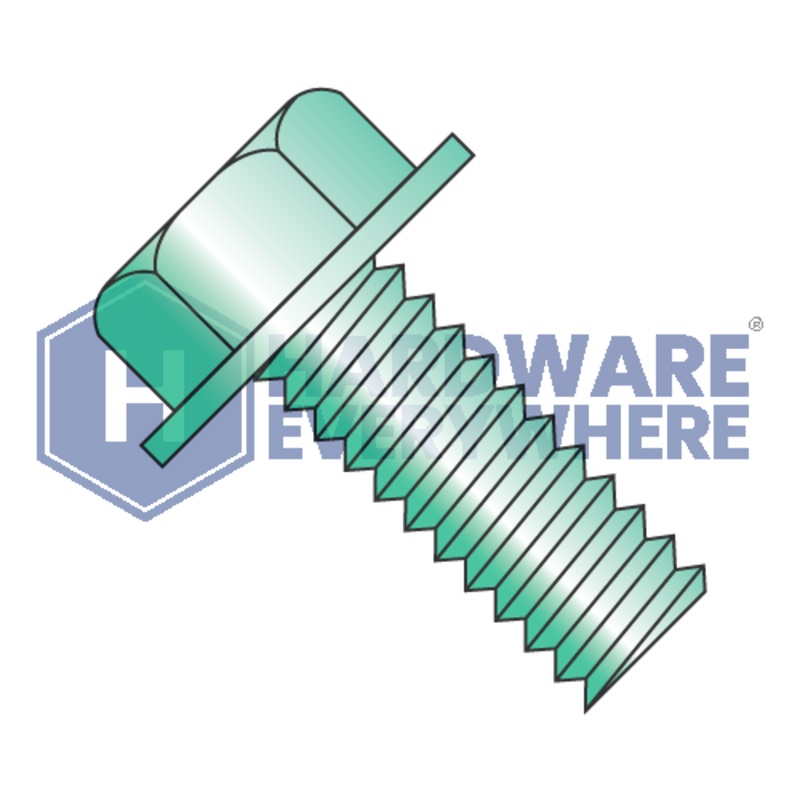 8-32 x 1/4 MACHINE SCREWS / Unslotted / Hex Washer Head / Steel / Green Zinc