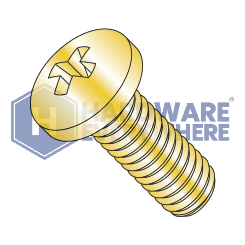 8-32 x 2 MACHINE SCREWS / Phillips / Pan Head / Steel / Yellow Zinc