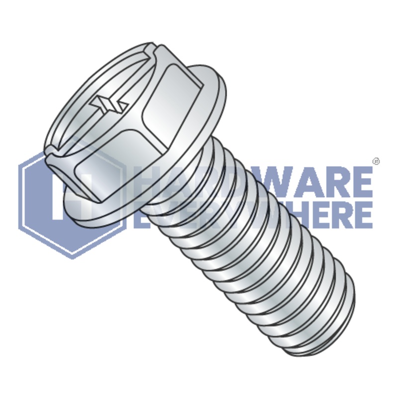 1/4-20 x 5/8 MACHINE SCREWS / Combo / Hex Washer Head / Steel / Zinc