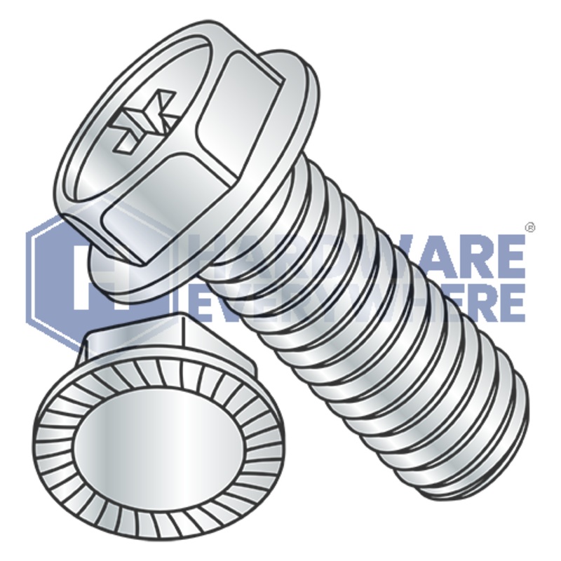 1/4-20 x 5/8 MACHINE SCREWS / Phillips / Hex Washer Head / Steel / Zinc FUL163378775672