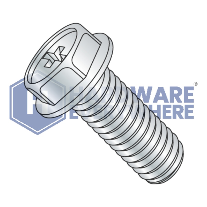 1/4-20 x 5/8 MACHINE SCREWS / Phillips / Hex Washer Head / Steel / Zinc FUL163378775701