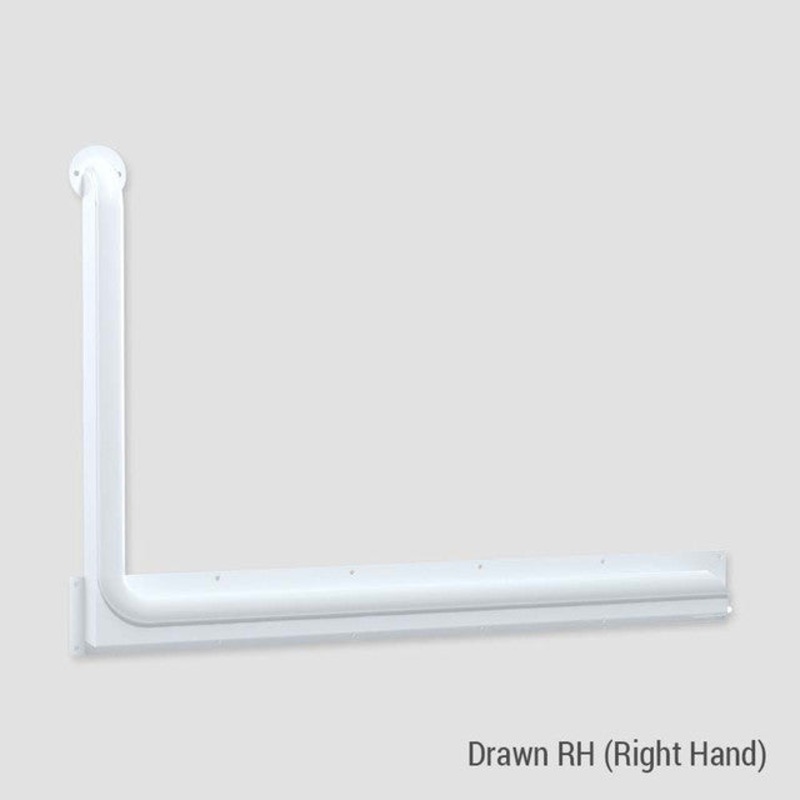 Anti-Ligature 90 Accessible Grab Rail 960mm x 900mm Antimicrobial White Right Hand