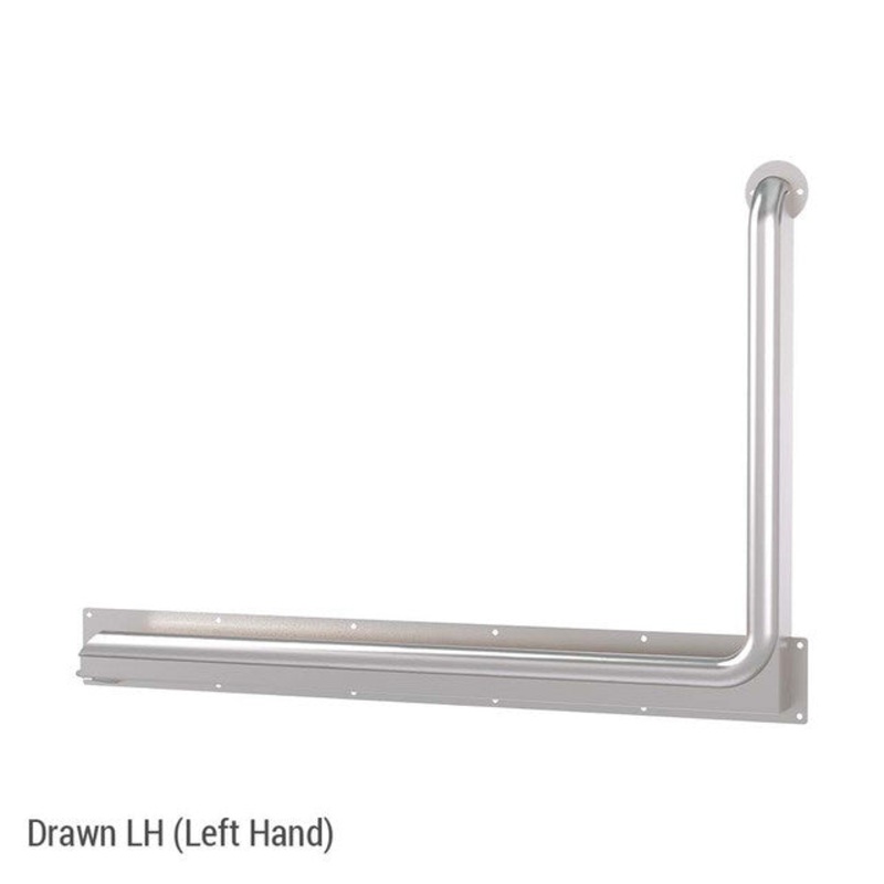 Anti-Ligature 90 Accessible Grab Rail 960mm x 900mm Brushed Stainless Left Hand