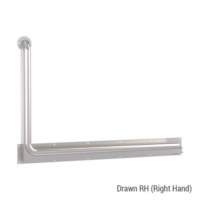 Anti-Ligature 90 Accessible Grab Rail 960mm x 900mm Brushed Stainless Right Hand
