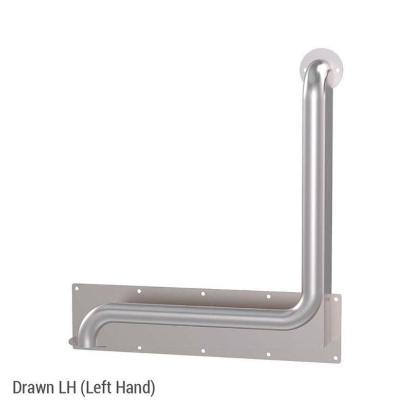 Anti-Ligature 90 Ambulant Grab Rail 450mm x 450mm Brushed Stainless Left Hand