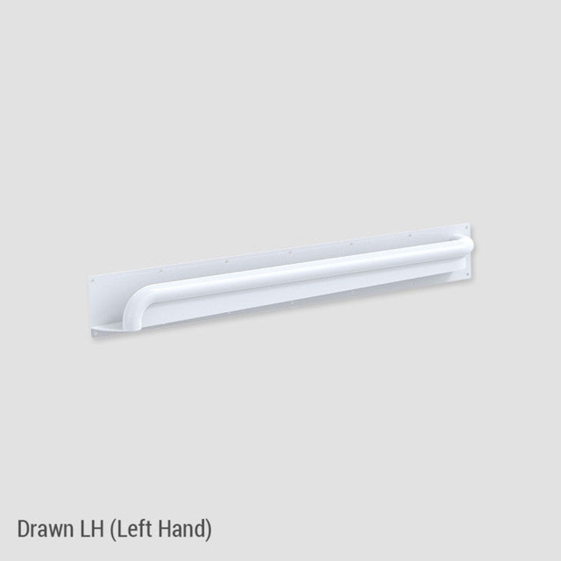 Anti-Ligature Horizontal Grab Rail  Antimicrobial White Left Hand 900mm