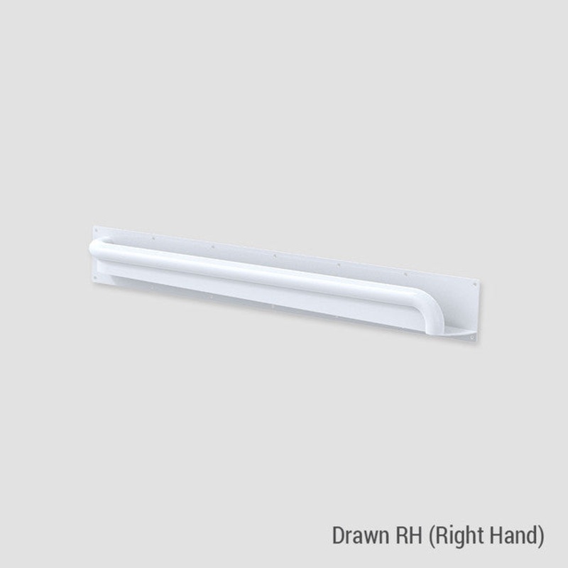 Anti-Ligature Horizontal Grab Rail  Antimicrobial White Right Hand 900mm