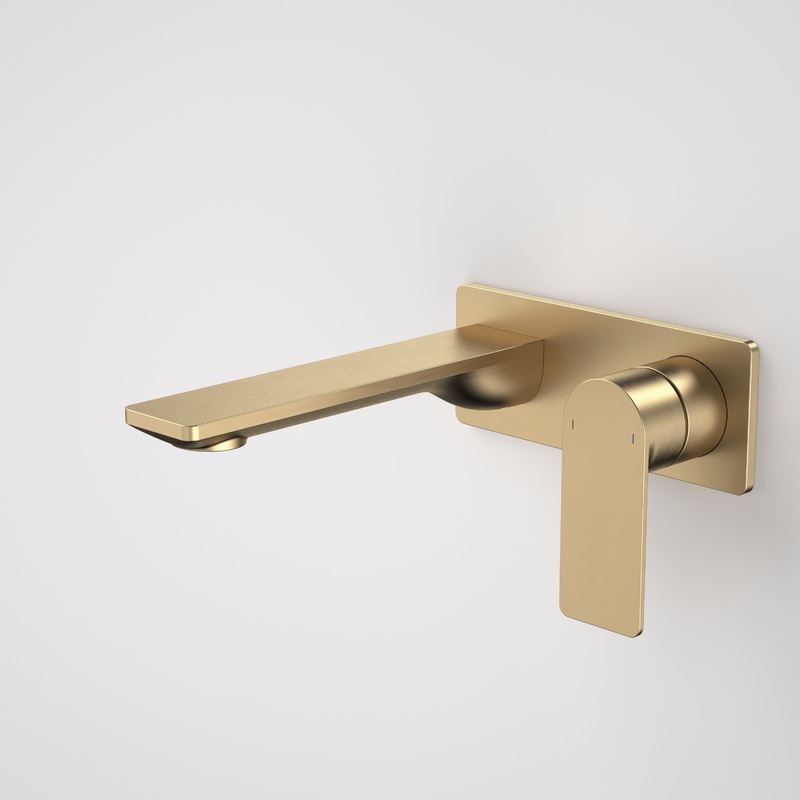 Urbane II 180mm Wall Basin / Bath Mixer – Rectangular Cover Plate – Brushed Brass – Sales Kit – LF