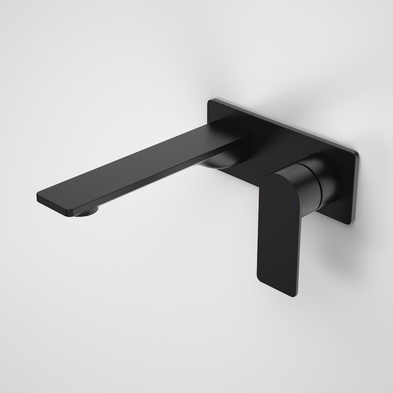 Urbane II 180mm Wall Basin / Bath Mixer – Rectangular Cover Plate – Matte Black – Sales Kit