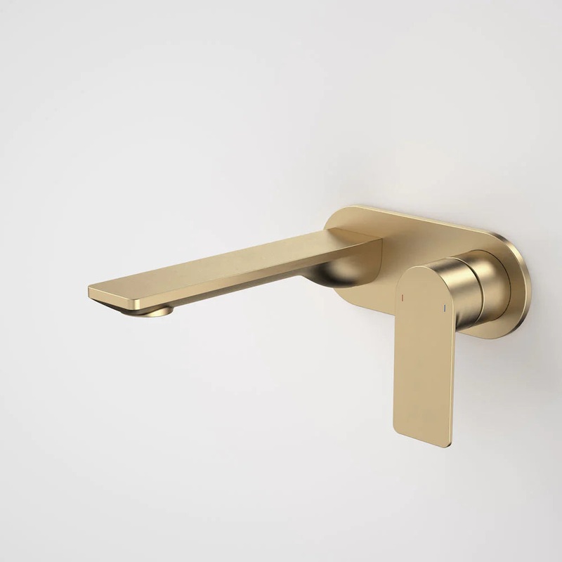 Urbane II 180mm Wall Basin / Bath Mixer – Round Cover Plate – Brushed Brass – Sales Kit