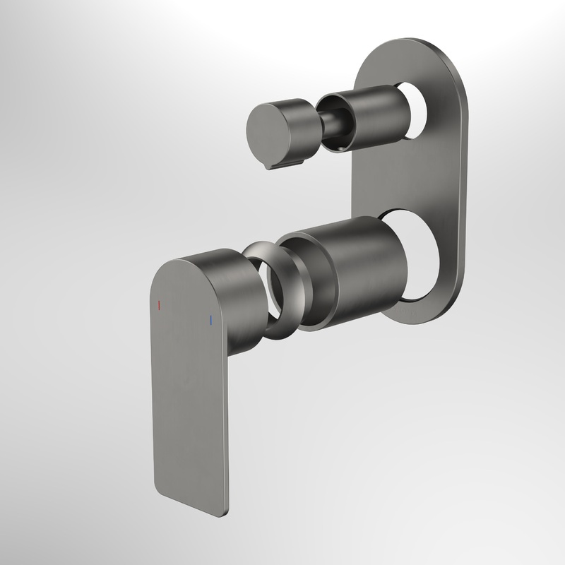 Urbane II Bath / Shower Mixer With Diverter Trim Kit – Round Cover Plate – Gunmetal