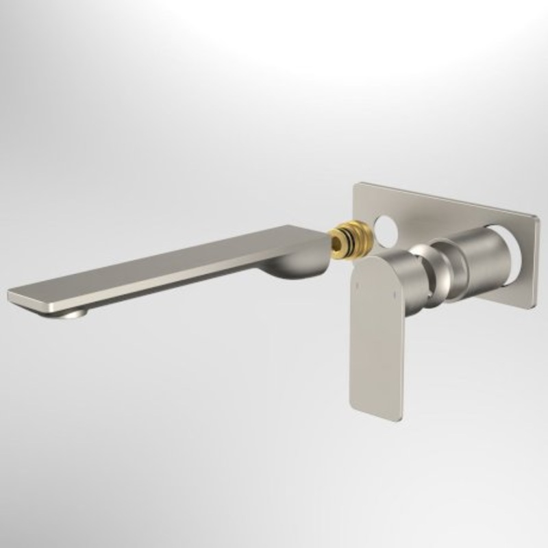 Urbane II 220mm Wall Basin Bath / Bath Trim Kit – Rectangular Cover Plate – Brushed Nickel – LF