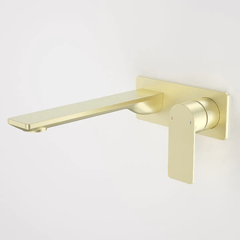 Urbane II 220mm Wall Basin / Bath Mixer – Rectangular Cover Plate – Brushed Brass – Sales Kit – LF