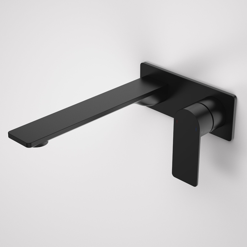 Urbane II 220mm Wall Basin / Bath Mixer – Rectangular Cover Plate – Matte Black – Sales Kit – LF
