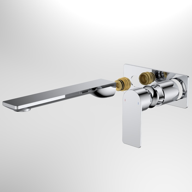 Urbane II 220mm Wall Basin / Bath Trim Kit – Rectangular Cover Plate – Chrome